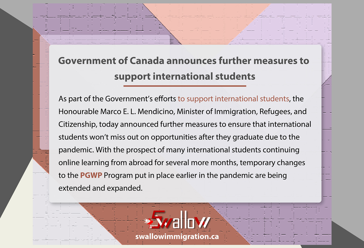 Government of Canada announces further measures to support international students