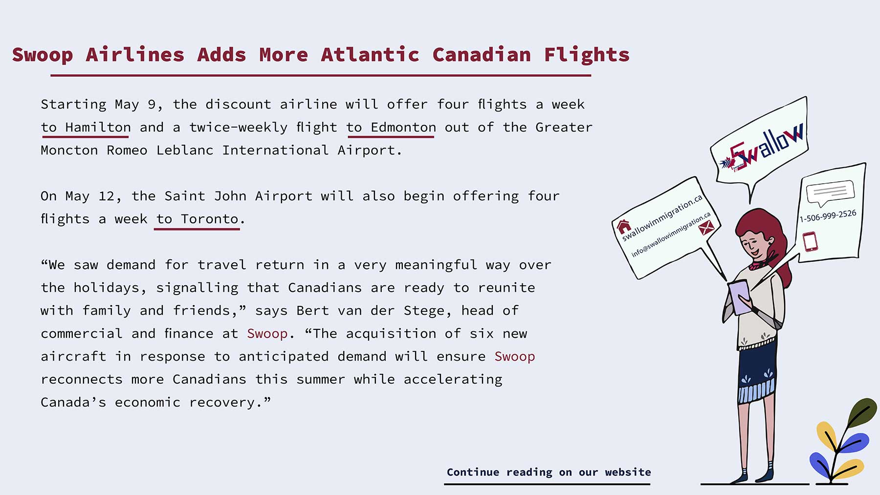 Swoop Airlines Adds More Atlantic Canadian Flights
