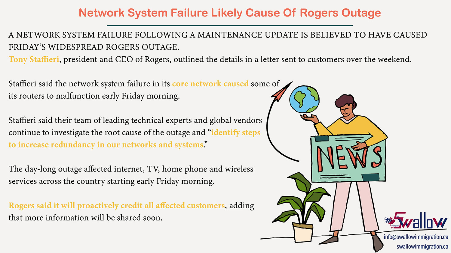 Network System Failure Likely Cause Of Rogers Outage