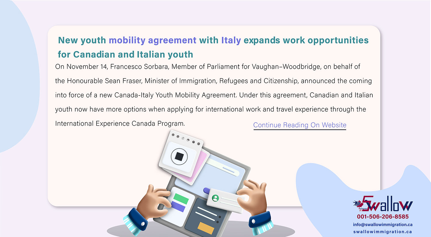New youth mobility agreement with Italy expands work opportunities for Canadian and Italian youth
