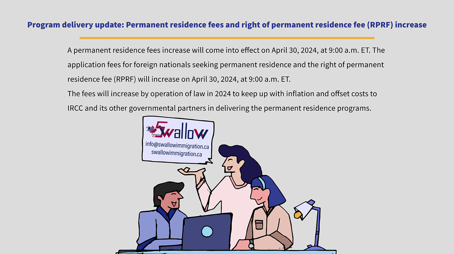 Program delivery update: Permanent residence fees and right of permanent residence fee (RPRF) increase
