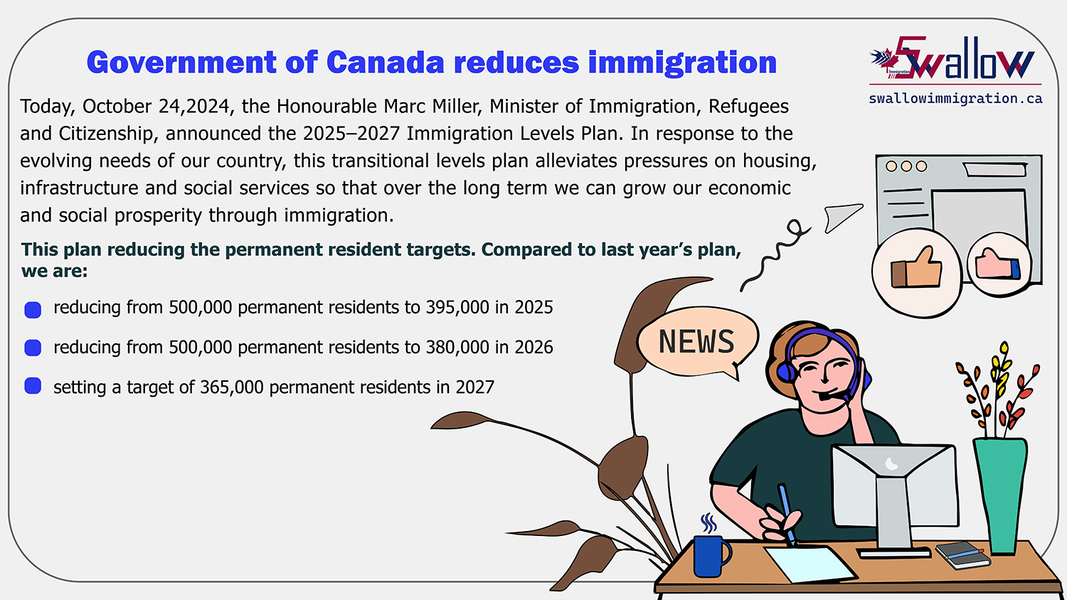 Government of Canada reduces immigration