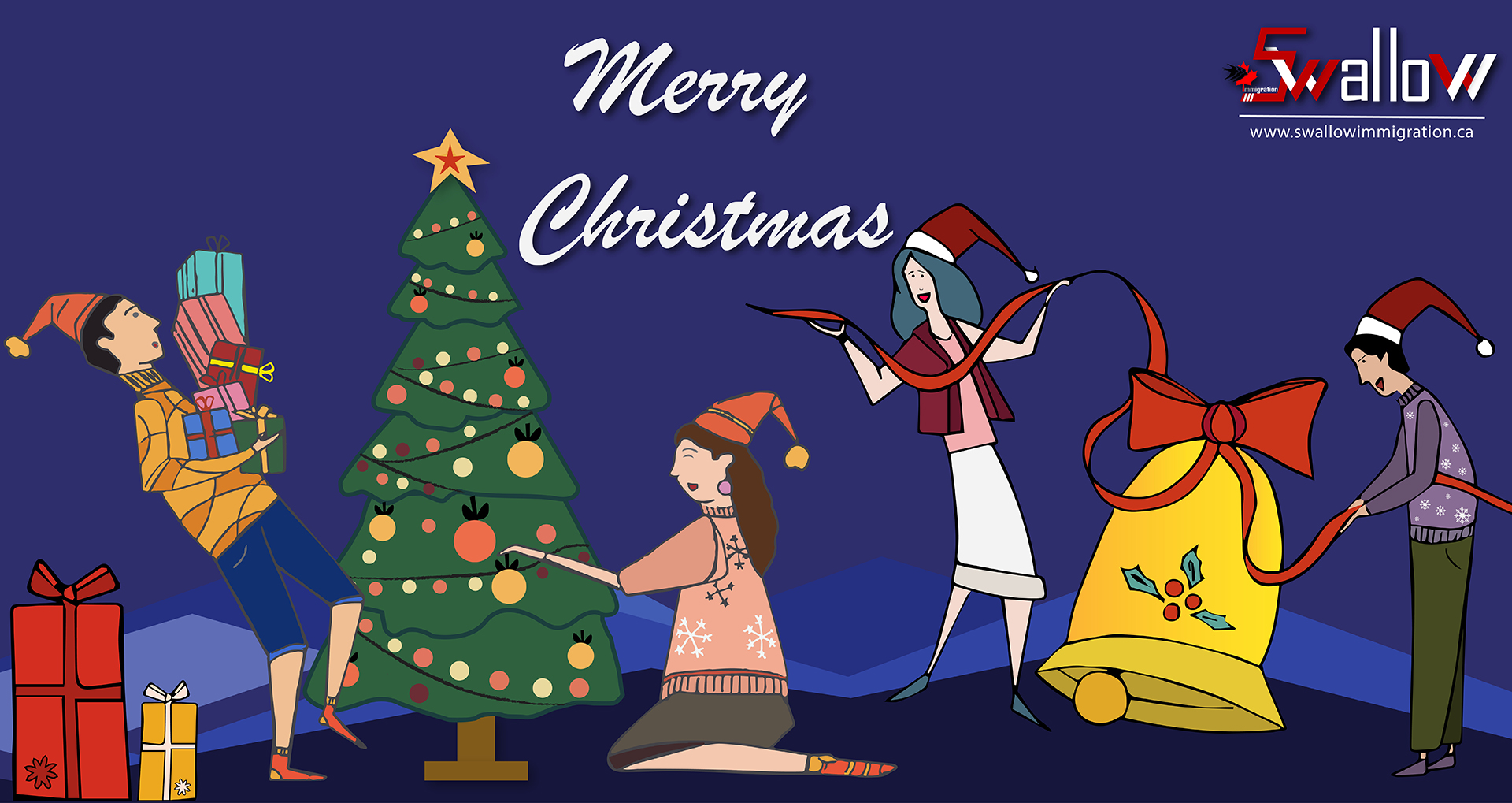 Merry Christmas — Celebrating the Season of Joy, Community, and New Beginnings in New Brunswick Presented by Swallow Immigration Consultancy Inc.